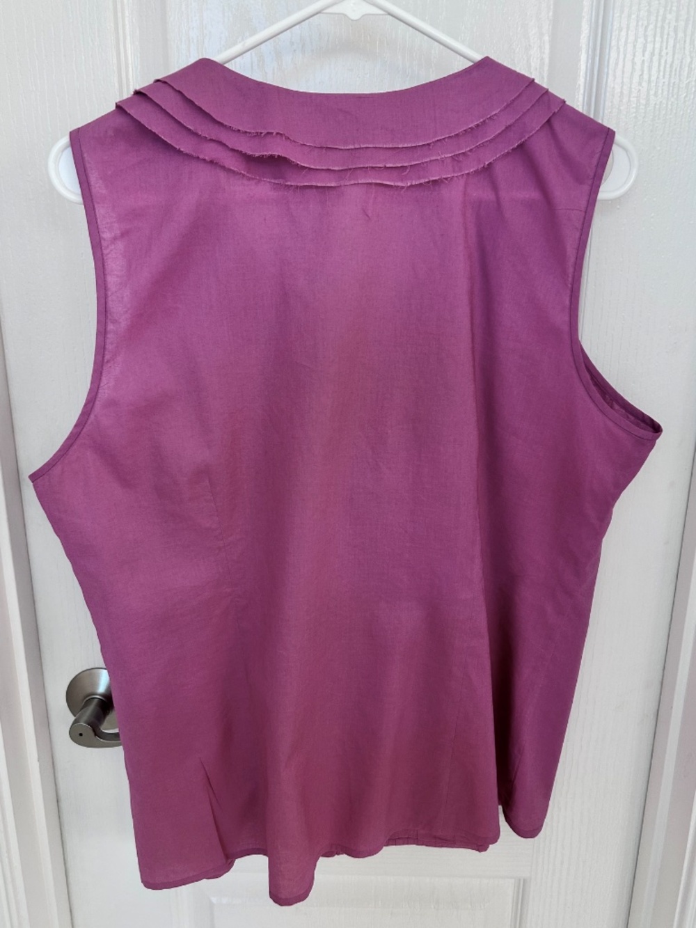 Madison Raspberry Sleeveless Ruffle Neck Blouse, Size XL - Picture 3 of 6